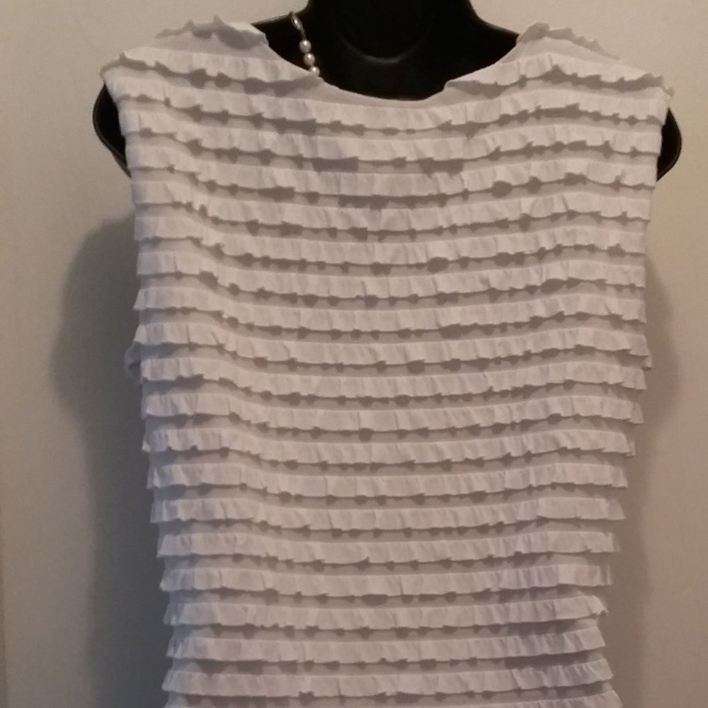 Joseph Ribkoff White Ruffle Tank Top - Picture 2 of 5